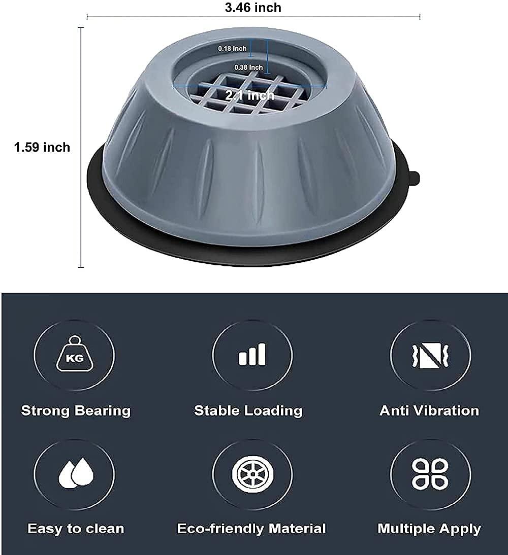 Anti Vibration Pad-Anti-vibration Pads For Washing Machine - 4 Pcs Shock Proof Feet For Washer  Dryer, Great For Home, Laundry Room, Kitchen, Washer, Dryer, Table, Chair, Sofa, Bed (4 Units)